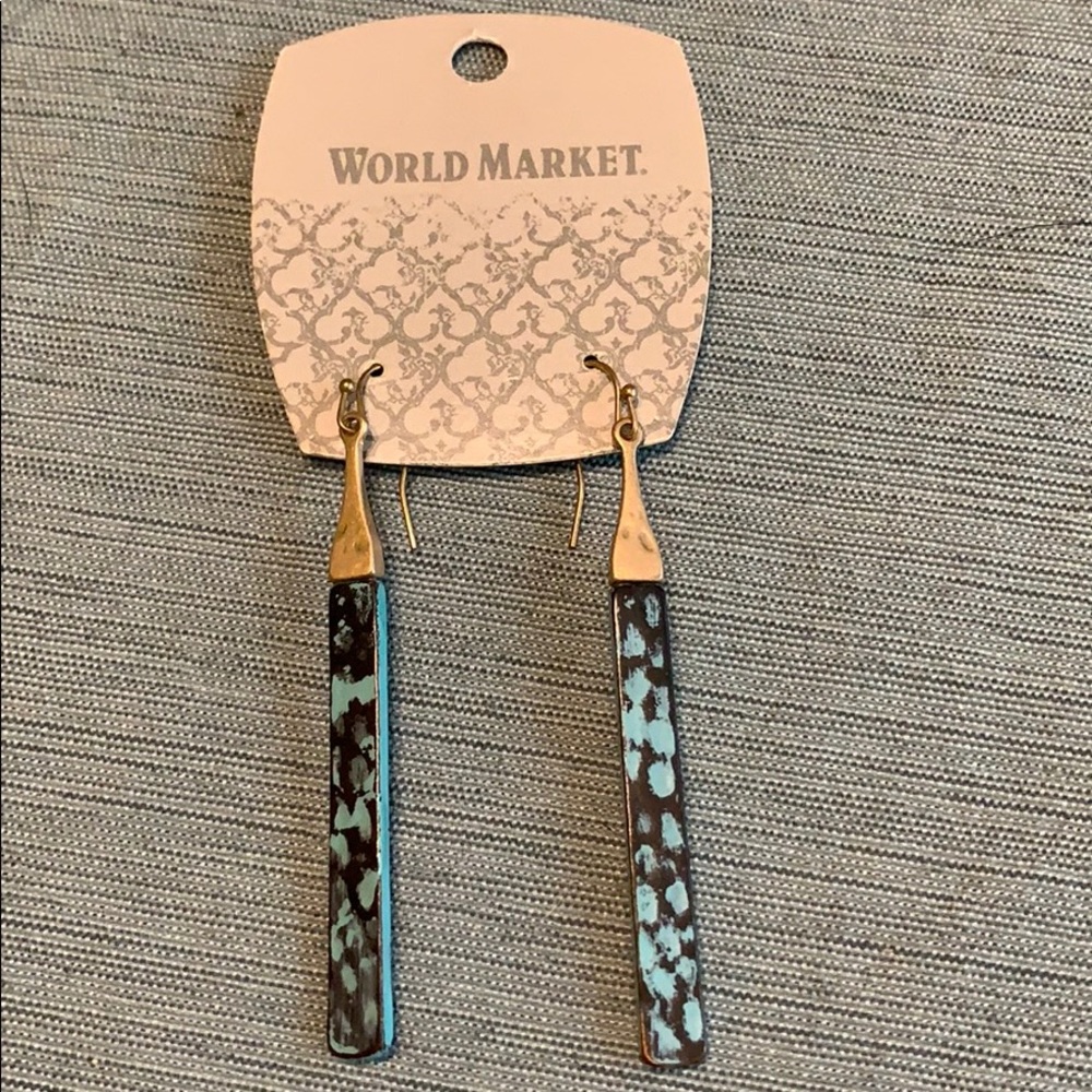 Unique gold & blue/grey earrings